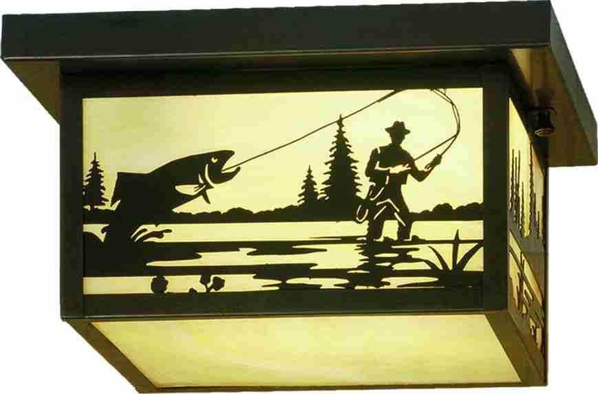 12&#34; Square Hyde Park Fly Fisherman Flushmount