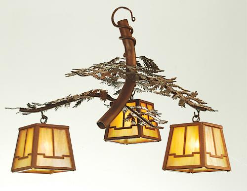 28&#34;W Pine Branch Valley View 3 LT Chandelier