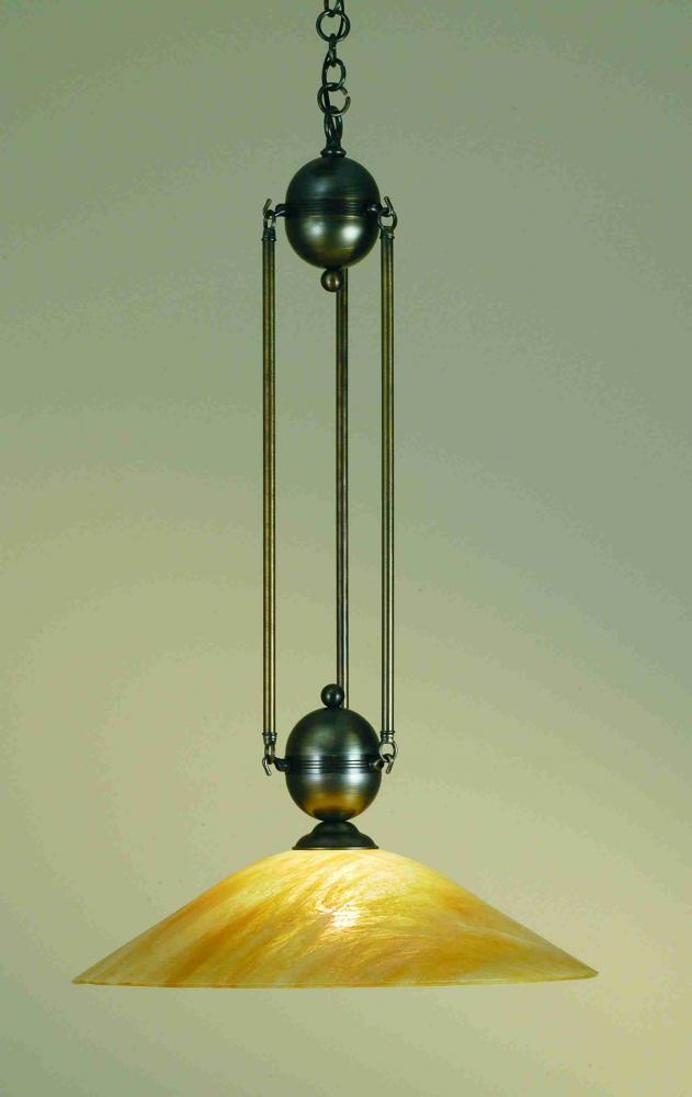 21&#34;W Revival Beige Iridescent Deco Ball Pendant