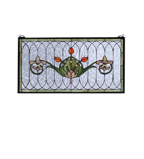 26&#34;W X 14&#34;H Tulip & Fleurs Stained Glass Window