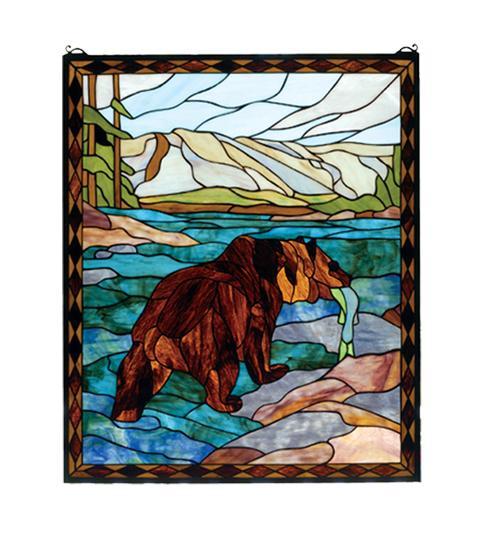 25&#34;W X 30&#34;H Grizzly Bear Stained Glass Window