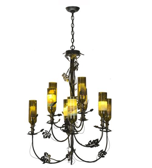 34&#34;W Tuscan Vineyard 9 Arm Wine Bottle Chandelier