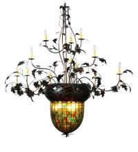 Meyda White 100697 - 63&#34;W Greenbriar Oak 12 Arm Chandelier