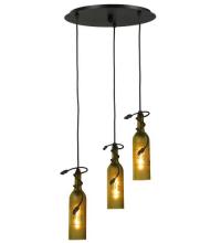 Meyda White 105771 - 16&#34;W Tuscan Vineyard Etched Grapes 3 LT Wine Bottle Cascading Pendant
