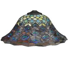 Meyda White 10674 - 16&#34; Wide Tiffany Peacock Feather Shade