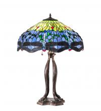 Meyda White 109609 - 33&#34; High Tiffany Hanginghead Dragonfly Table Lamp