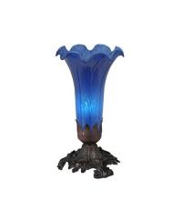 Meyda White 11262 - 8&#34; High Blue Tiffany Pond Lily Victorian Accent Lamp