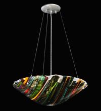 Meyda White 114438 - 18&#34;W Metro Fusion Penna Di Pavone Glass Inverted Pendant