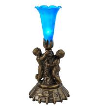 Meyda White 11533 - 12&#34; High Blue Pond Lily Twin Cherub Mini Lamp