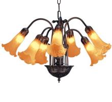 Meyda White 11601 - 20&#34;W Amber Pond Lily 7 LT Chandelier