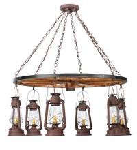 Meyda White 117204 - 40&#34;W Miners Lantern 6 LT Wagon Wheel Chandelier