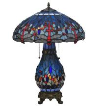 Meyda White 118840 - 25&#34; High Tiffany Hanginghead Dragonfly Table Lamp