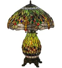 Meyda White 118845 - 25&#34;H Tiffany Hanginghead Dragonfly Lighted Base Table Lamp