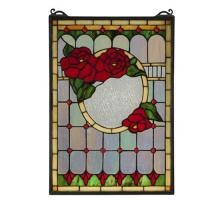 Meyda White 119443 - 14&#34;W X 20&#34;H Morgan Rose Stained Glass Window