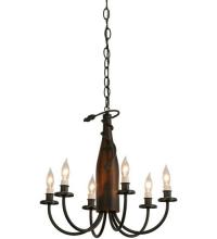 Meyda White 121456 - 18&#34;W Tuscan Vineyard Frosted Amber 6 LT Wine Bottle Chandelier