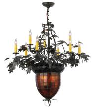 Meyda White 125052 - 34&#34; Wide Greenbriar Oak 9 Arm Chandelier