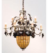 Meyda White 12753 - 28.5&#34;W Greenbriar Oak 9 Arm Chandelier