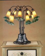 Meyda White 14357 - 22&#34;H Amber/Green Tiffany Pond Lily 10 LT Table Lamp