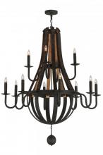 Meyda White 143858 - 48&#34;W Barrel Stave Madera 12 LT Two Tier Chandelier