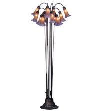 Meyda White 15946 - 63&#34; High Amber/Purple Tiffany Pond Lily 12 Light Floor Lamp