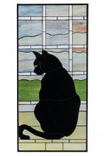 Meyda White 164772 - 20&#34;W X 42&#34;H Cat in Window Stained Glass Window