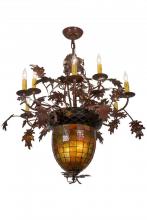 Meyda White 165173 - 34&#34; Wide Greenbriar Oak 9 Arm Chandelier