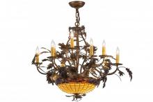 Meyda White 165485 - 34&#34; Wide Greenbriar Oak 9 Light Chandelier