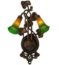 Meyda White 16573 - 11&#34;W Amber/Green Pond Lily 2 LT Wall Sconce