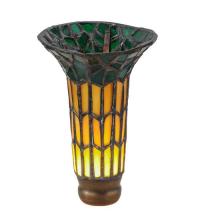 Meyda White 16582 - 4&#34; Wide X 6&#34; High Stained Glass Pond Lily Amber and Green Shade