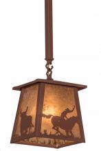 Meyda White 169617 - 7&#34;Sq Cowboy & Steer Pendant