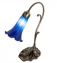 Meyda White 17056 - 15&#34; High Blue Tiffany Pond Lily Accent Lamp