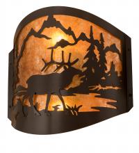 Meyda White 188369 - 11&#34; Wide Elk at Lake Wall Sconce