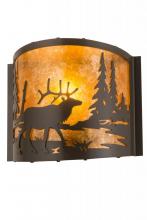 Meyda White 190525 - 12&#34; Wide Elk at Lake Wall Sconce