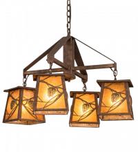 Meyda White 192455 - 28&#34; Wide Whispering Pines 4 Light Chandelier