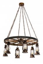 Meyda White 193541 - 40&#34;W Miners Lantern 6 LT Wagon Wheel Chandelier