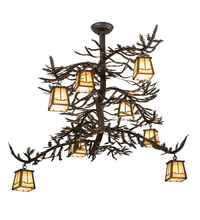 Meyda White 194329 - 48&#34; Long Pine Branch Valley View 8 LT Chandelier