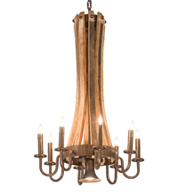 Meyda White 197593 - 20&#34; Wide Barrel Stave Madera 8 LT Chandelier