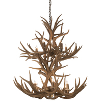 Meyda White 200461 - 36&#34; Wide Antlers Mule Deer 12 Light Chandelier