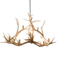 Meyda White 200467 - 66.5&#34; Long Antlers Elk 10 Light Oblong Chandelier