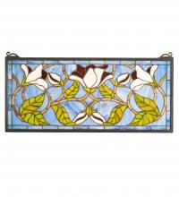 Meyda White 204638 - 25&#34; Wide X 11&#34; High Magnolia Stained Glass Window