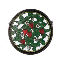 Meyda White 20728 - 17&#34;W X 17&#34;H Strawberry Medallion Stained Glass Window