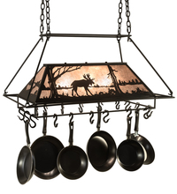 Meyda White 210249 - 40&#34; Long Moose at Lake 3 Light Pot Rack