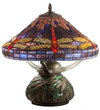 Meyda White 212524 - 16&#34; High Tiffany Hanginghead Dragonfly Cone Table Lamp