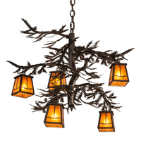 Meyda White 214291 - 29&#34; Wide Pine Branch Valley View 5 Light Chandelier