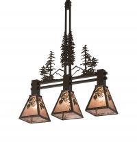 Meyda White 217007 - 30&#34; Long Winter Pine Tall Pines 3 Light Island Pendant