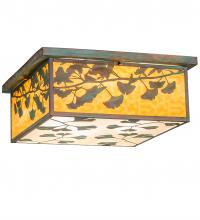 Meyda White 220112 - 20&#34; Square Hyde Park Ginkgo Flushmount