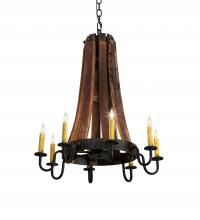 Meyda White 224987 - 24&#34; Wide Barrel Stave Madera 8 Light Chandelier