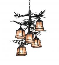 Meyda White 225365 - 28&#34; Wide Pine Branch Valley View 5 Light Chandelier