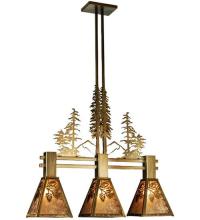 Meyda White 22935 - 30&#34;L Winter Pine Tall Pines 3 LT Island Pendant