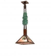 Meyda White 229402 - 12&#34; Square Winter Pine Tall Pines Pendant